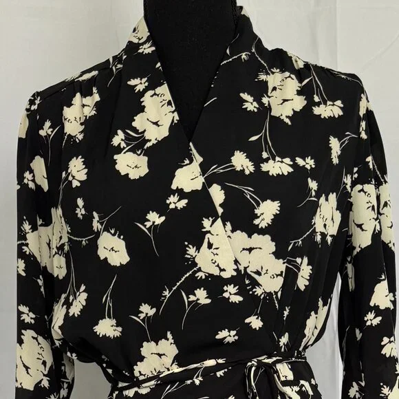 Aakaa Floral Print Long Sleeve Extra Long Wrap Maxi Dress Small - 0302 - Picture 2 of 6